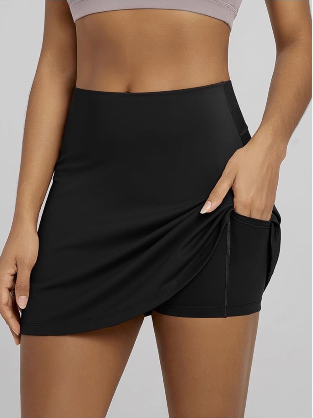 Ododos Black Athletic Skort with Clean Waistband - Picture 2 of 8
